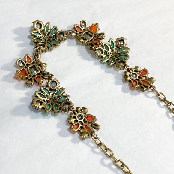 Stella & Dot Elodie Necklace Multicolor Coral Orange Blue Green Boho Festival - Picture 8 of 8